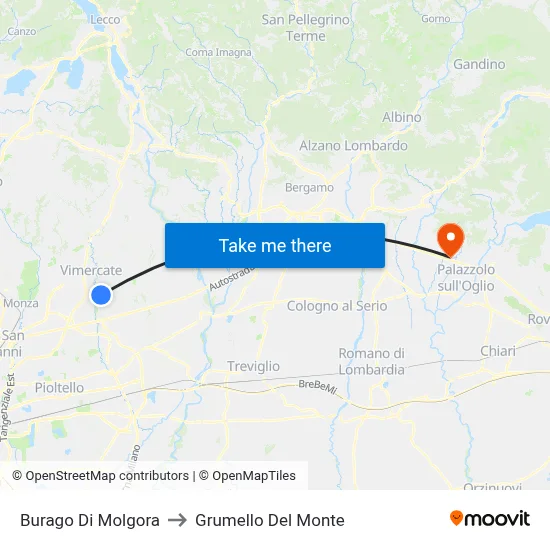 Burago di Molgora to Grumello Del Monte map