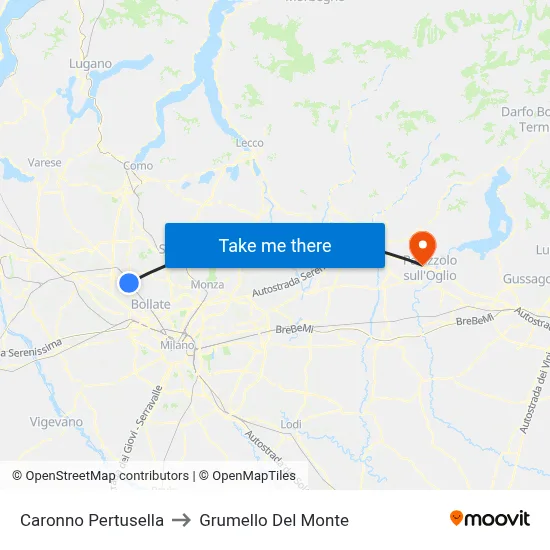 Caronno Pertusella to Grumello Del Monte map