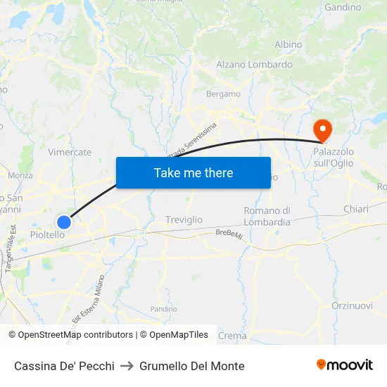 Cassina De' Pecchi to Grumello Del Monte map
