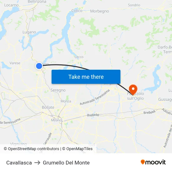 Cavallasca to Grumello Del Monte map