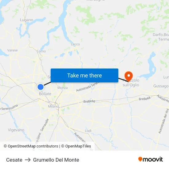 Cesate to Grumello Del Monte map