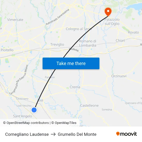 Cornegliano Laudense to Grumello Del Monte map