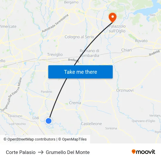 Corte Palasio to Grumello Del Monte map