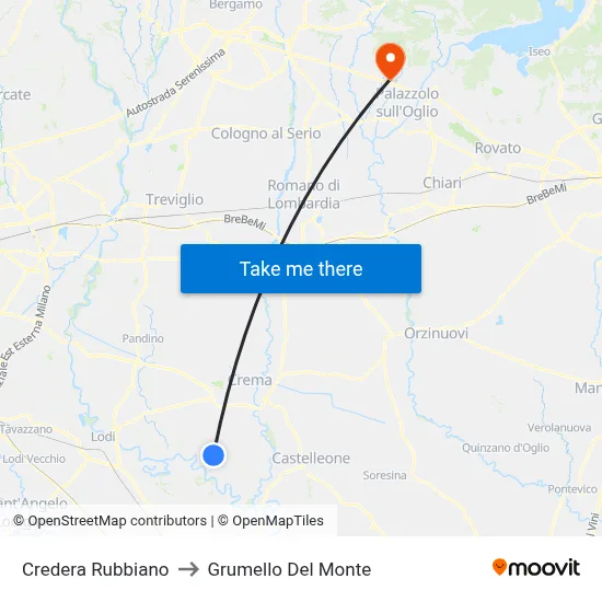 Credera Rubbiano to Grumello Del Monte map