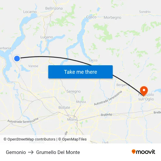 Gemonio to Grumello Del Monte map