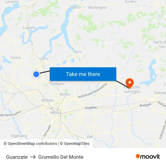 Guanzate to Grumello Del Monte map