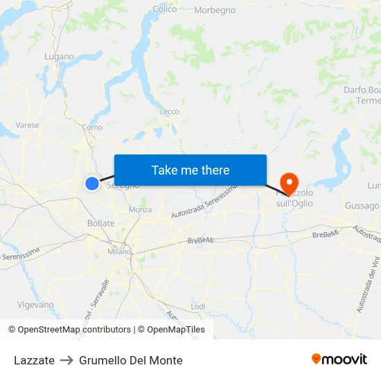 Lazzate to Grumello Del Monte map