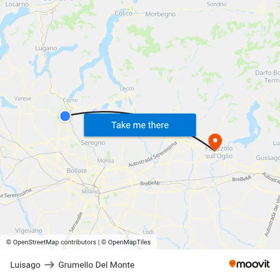 Luisago to Grumello Del Monte map