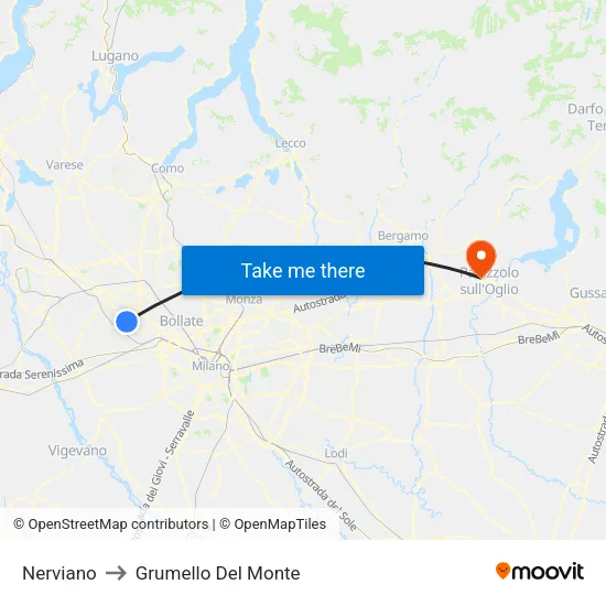 Nerviano to Grumello Del Monte map