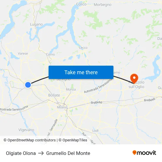 Olgiate Olona to Grumello Del Monte map