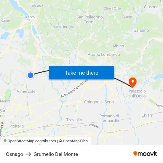 Osnago to Grumello Del Monte map