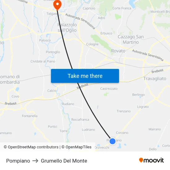Pompiano to Grumello Del Monte map