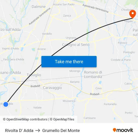 Rivolta D' Adda to Grumello Del Monte map