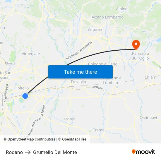 Rodano to Grumello Del Monte map