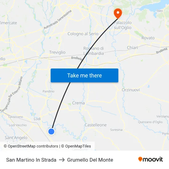 San Martino In Strada to Grumello Del Monte map