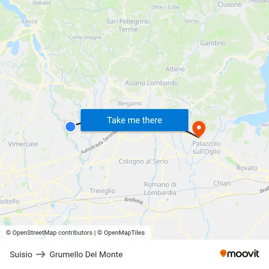 Suisio to Grumello Del Monte map