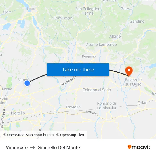 Vimercate to Grumello Del Monte map