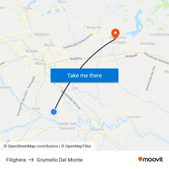 Filighera to Grumello Del Monte map