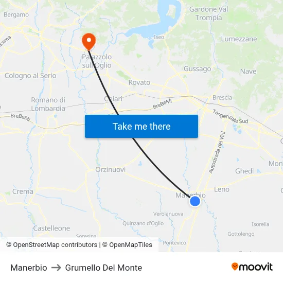 Manerbio to Grumello Del Monte map