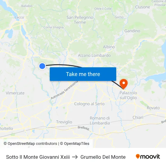 Sotto Il Monte Giovanni Xxiii to Grumello Del Monte map