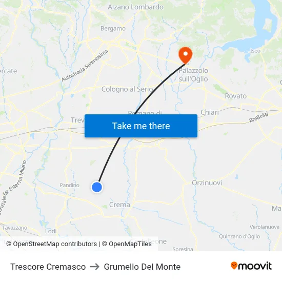 Trescore Cremasco to Grumello Del Monte map