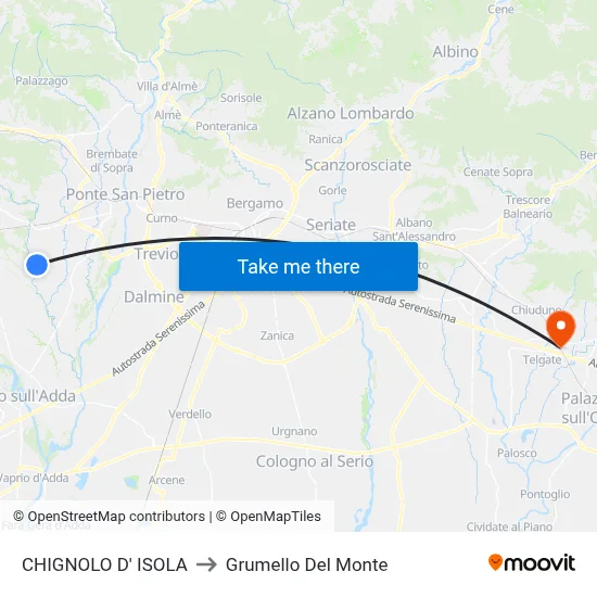 CHIGNOLO D' ISOLA to Grumello Del Monte map