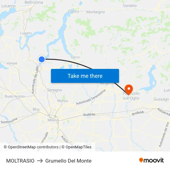 Moltrasio to Grumello Del Monte map