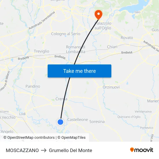 Moscazzano to Grumello Del Monte map