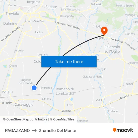 PAGAZZANO to Grumello Del Monte map