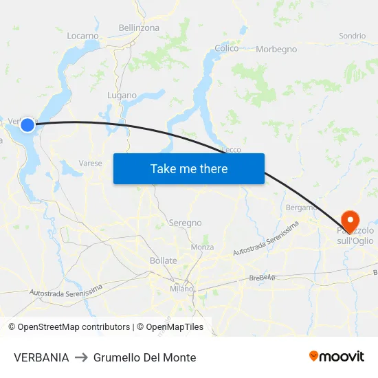 VERBANIA to Grumello Del Monte map