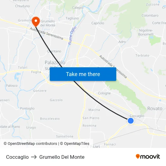 Coccaglio to Grumello Del Monte map