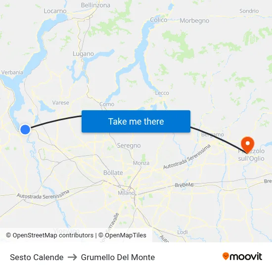 Sesto Calende to Grumello Del Monte map