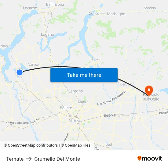 Ternate to Grumello Del Monte map