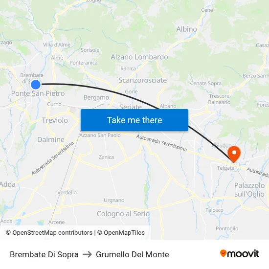 Brembate Di Sopra to Grumello Del Monte map