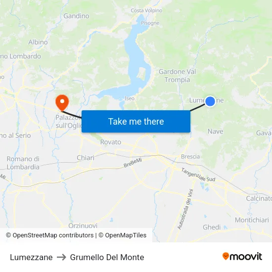 Lumezzane to Grumello Del Monte map