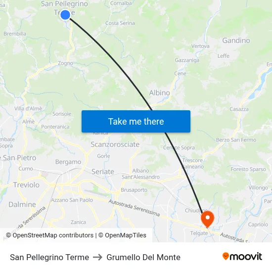San Pellegrino Terme to Grumello Del Monte map