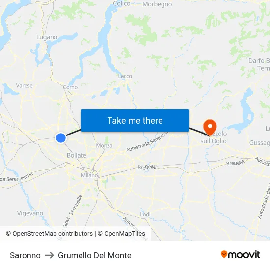 Saronno to Grumello Del Monte map