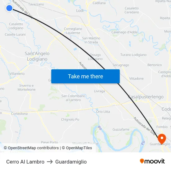 Cerro Al Lambro to Guardamiglio map