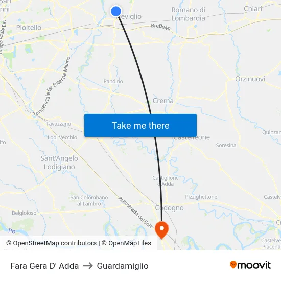 Fara Gera D' Adda to Guardamiglio map