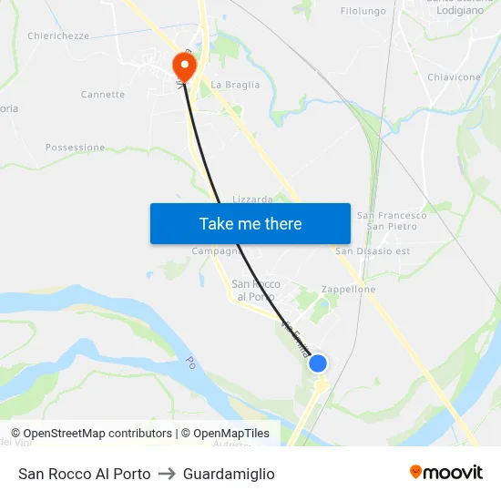 San Rocco Al Porto to Guardamiglio map