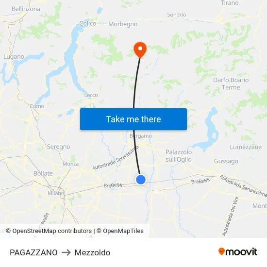 PAGAZZANO to Mezzoldo map