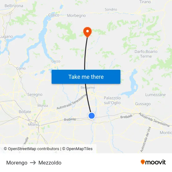 Morengo to Mezzoldo map