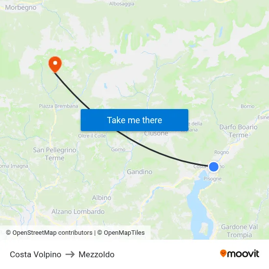 Costa Volpino to Mezzoldo map