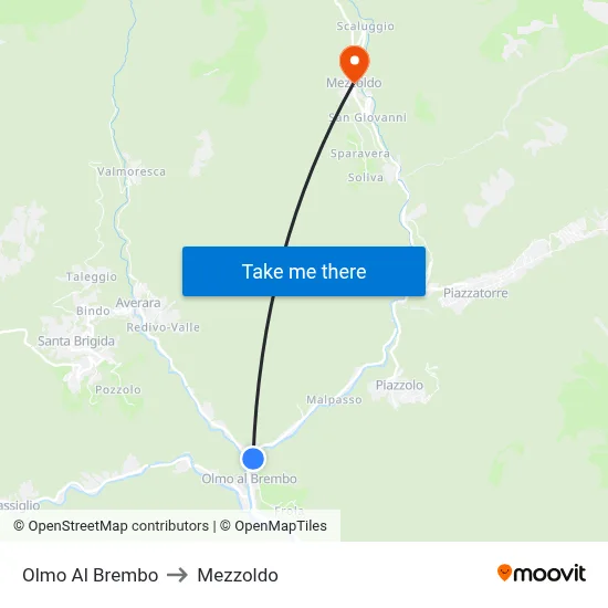 Olmo Al Brembo to Mezzoldo map