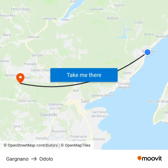 Gargnano to Odolo map