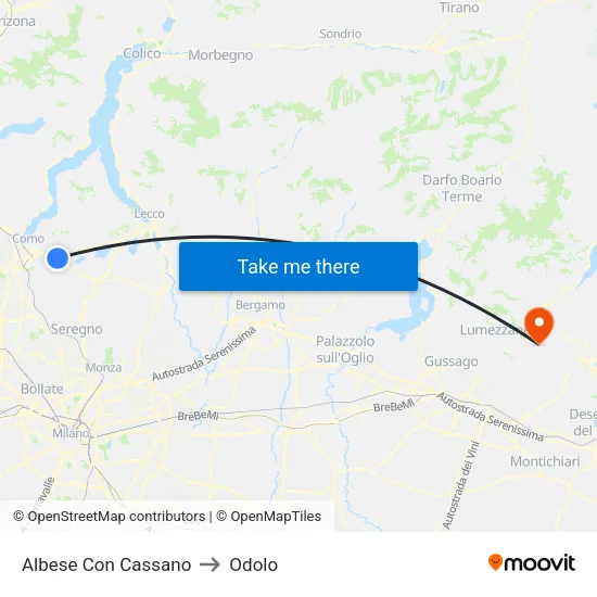 Albese con Cassano to Odolo map