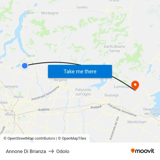 Annone di Brianza to Odolo map