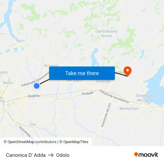 Canonica d'Adda to Odolo map
