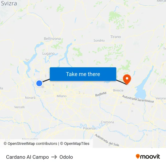 Cardano al Campo to Odolo map