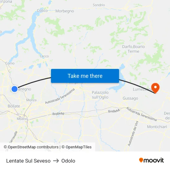 Lentate Sul Seveso to Odolo map